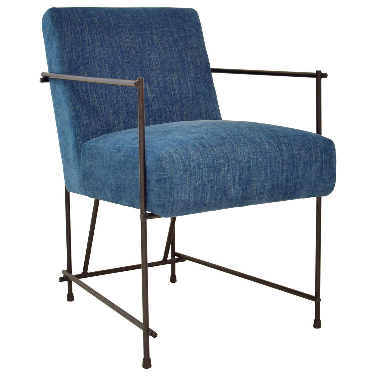 Dayton Teal Blue Upholstery with Matte Black Iron Frame Dining Chair