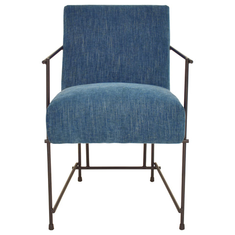 Dayton Teal Blue Upholstery with Matte Black Iron Frame Dining Chair