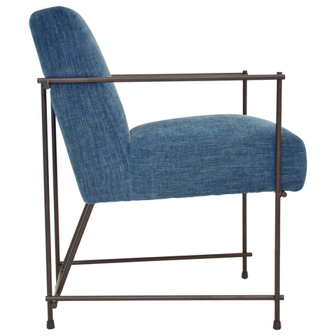 Dayton Teal Blue Upholstery with Matte Black Iron Frame Dining Chair