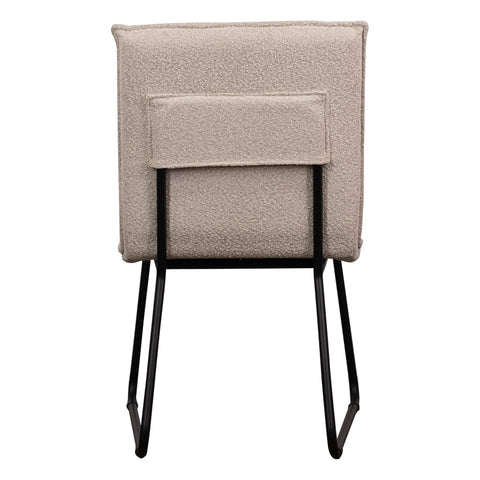 Dusk Sand Upholstery with Knife Edge Stitching and Black Iron Dining Chair