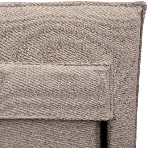 Dusk Sand Upholstery with Knife Edge Stitching and Black Iron Dining Chair