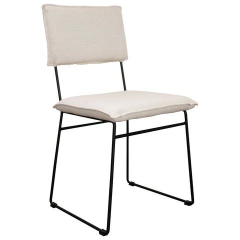 Freya Natural White Upholstery with Black Metal Frame Dining Chair