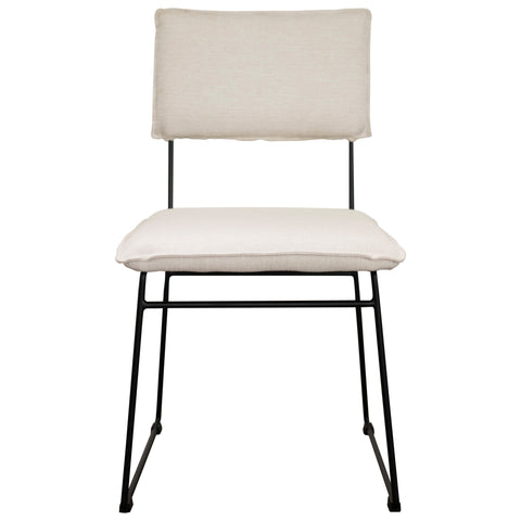 Freya Natural White Upholstery with Black Metal Frame Dining Chair