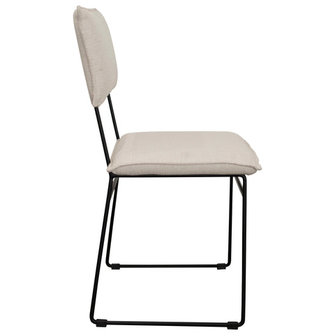 Freya Natural White Upholstery with Black Metal Frame Dining Chair