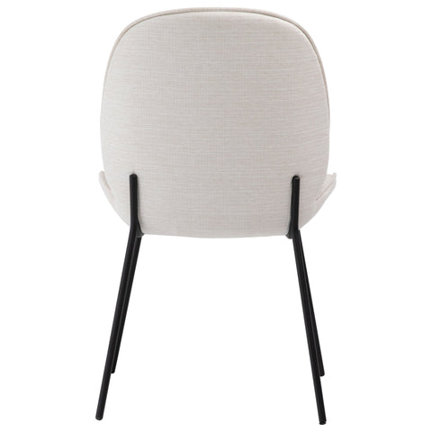 Helen White Upholstery with Black Metal Legs Dining Chair Set Of 2