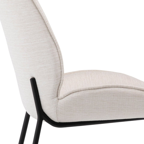 Helen White Upholstery with Black Metal Legs Dining Chair Set Of 2