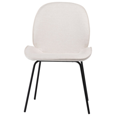 Helen White Upholstery with Black Metal Legs Dining Chair Set Of 2