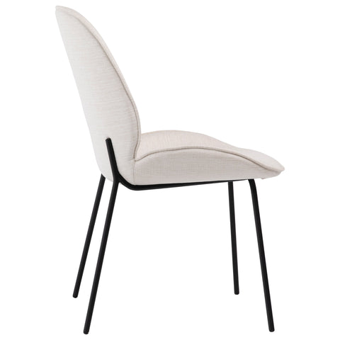 Helen White Upholstery with Black Metal Legs Dining Chair Set Of 2