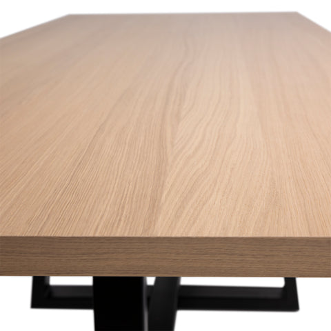 Bryson Light Oak Wood Finish and Black Metal Legs Dining Table