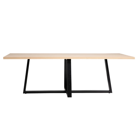 Bryson Light Oak Wood Finish and Black Metal Legs Dining Table