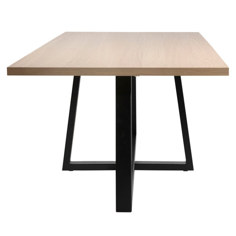Bryson Light Oak Wood Finish and Black Metal Legs Dining Table