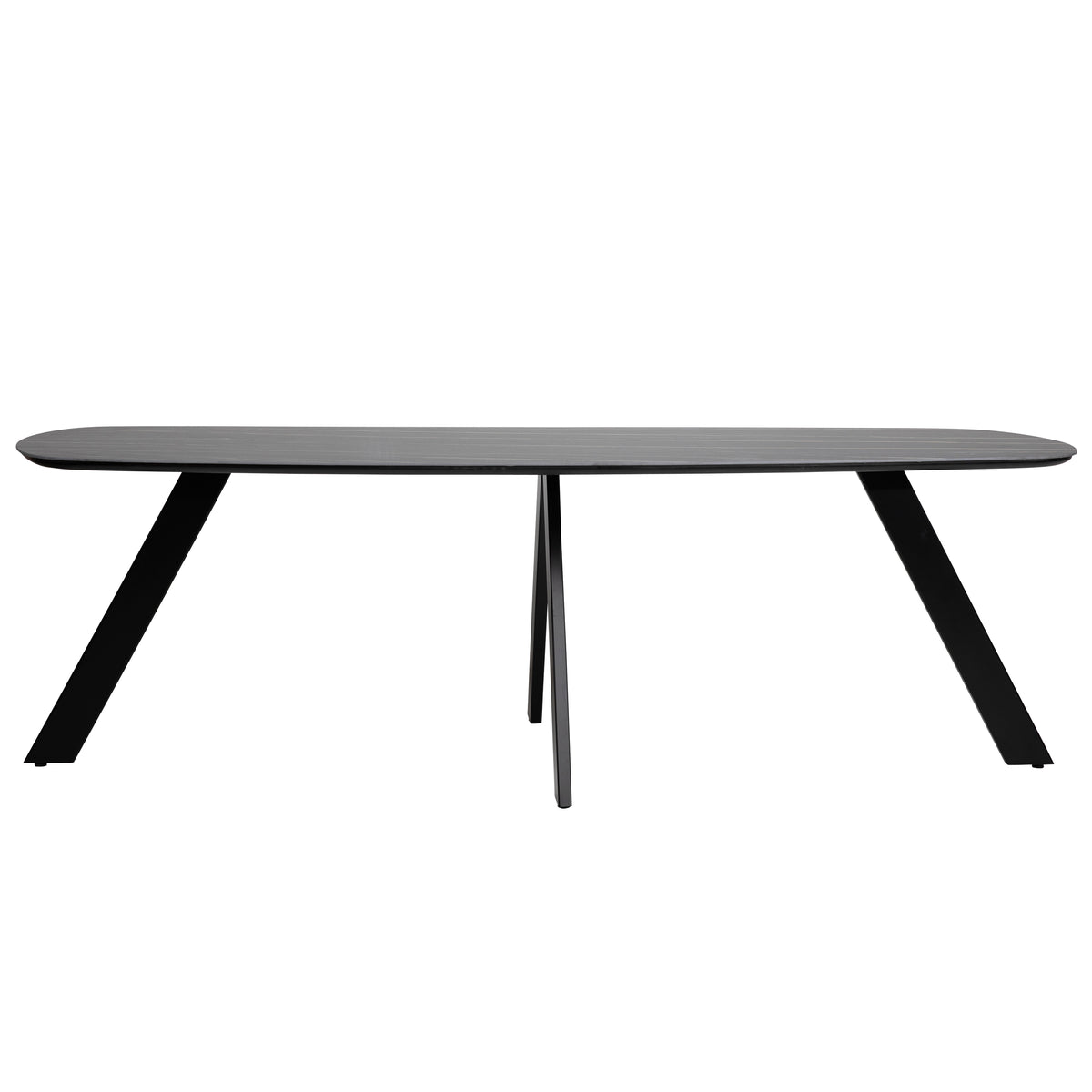Tribeca Black Stone Finish Top with Black Metal Legs Dining Table