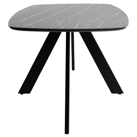 Tribeca Black Stone Finish Top with Black Metal Legs Dining Table