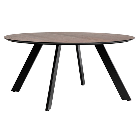 Ladera Smoked Walnut Top with Black Metal Legs Dining Table