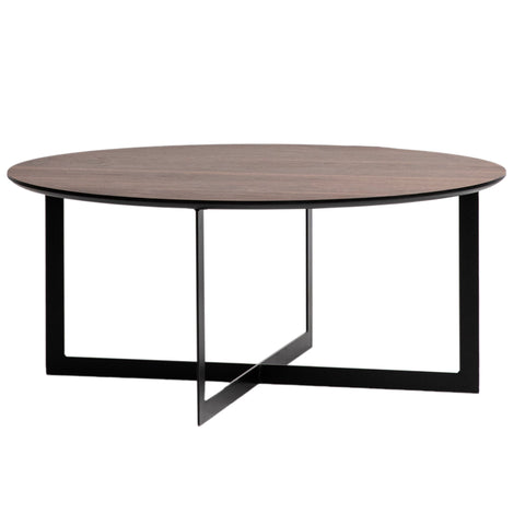 Brentwood Smoked Walnut Finish with Black Metal Legs Coffee Table