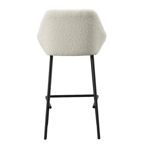 Rachel Off White Boucle with Matte Black Metal Legs Counter Stool