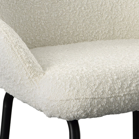 Rachel Off White Boucle with Matte Black Metal Legs Counter Stool