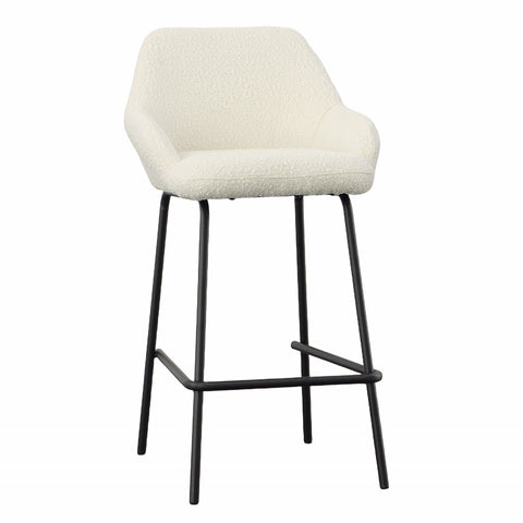 Rachel Off White Boucle with Matte Black Metal Legs Counter Stool
