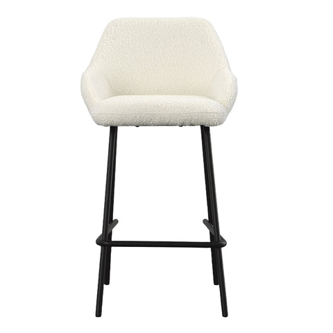 Rachel Off White Boucle with Matte Black Metal Legs Counter Stool