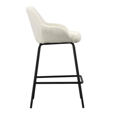 Rachel Off White Boucle with Matte Black Metal Legs Counter Stool