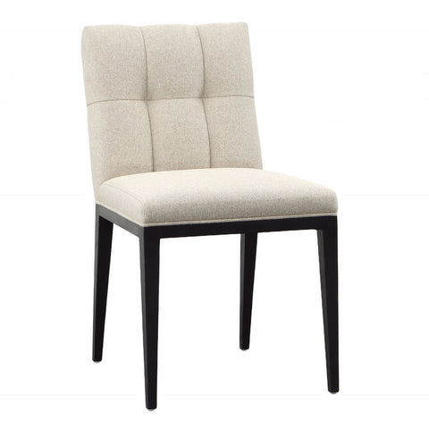 Clementine Off White Fabric and Black Stain Legs Dining Chair