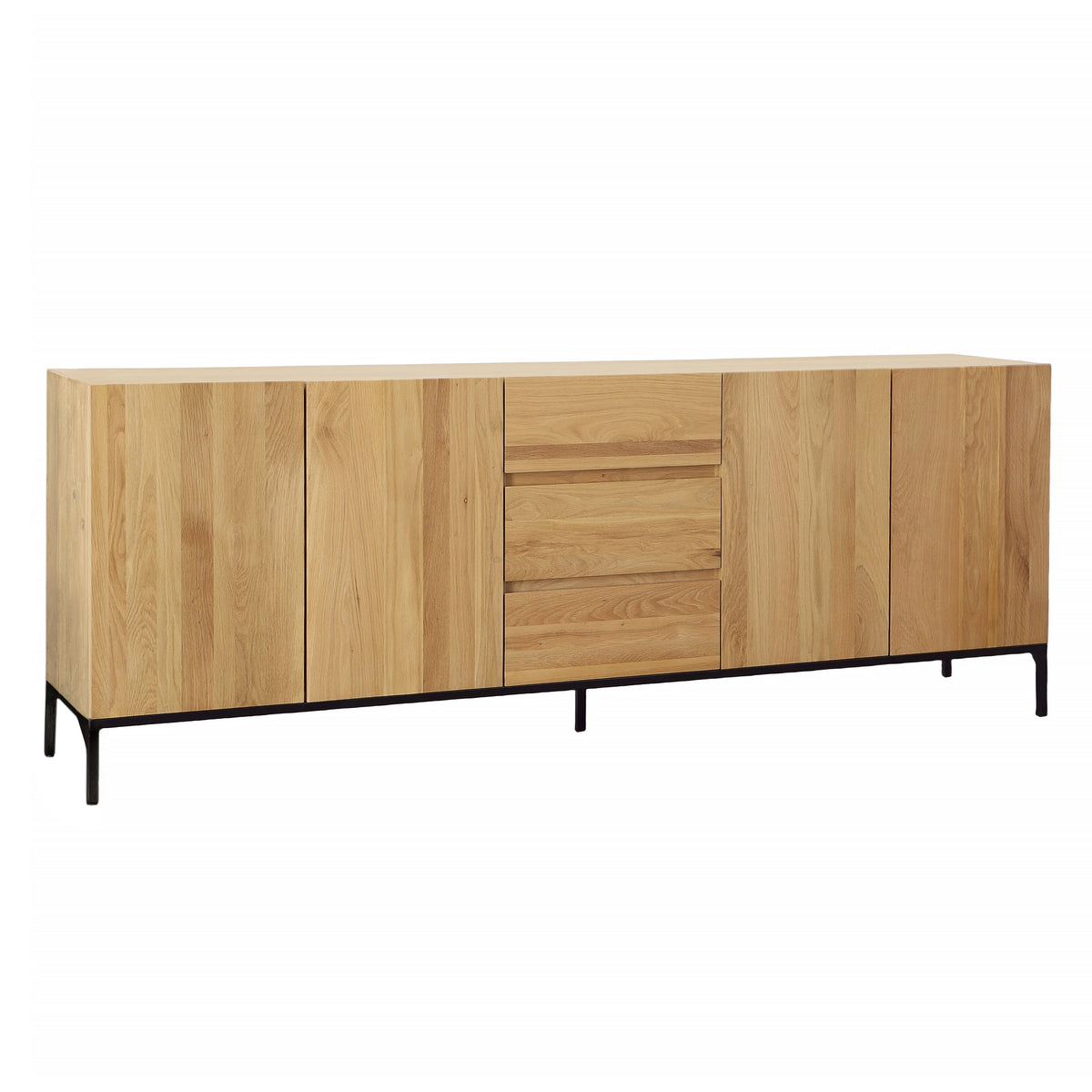 Ezekiel Natural Oak Veneer with Black Base Sideboard