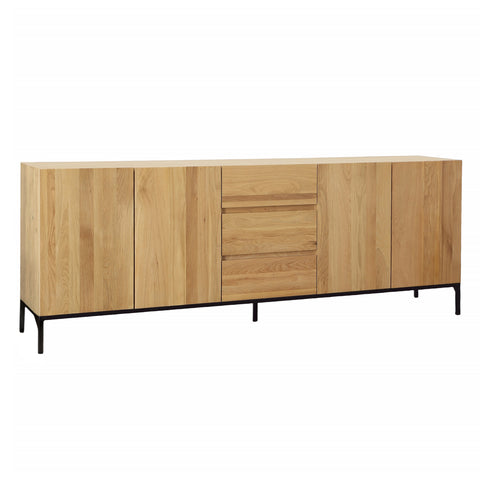 Ezekiel Natural Oak Veneer with Black Base Sideboard