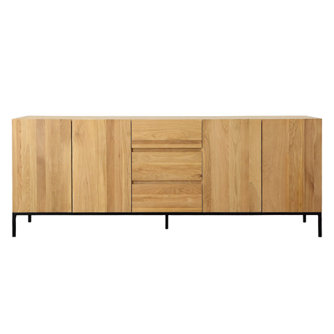 Ezekiel Natural Oak Veneer with Black Base Sideboard