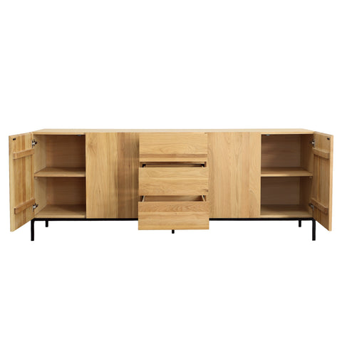Ezekiel Natural Oak Veneer with Black Base Sideboard