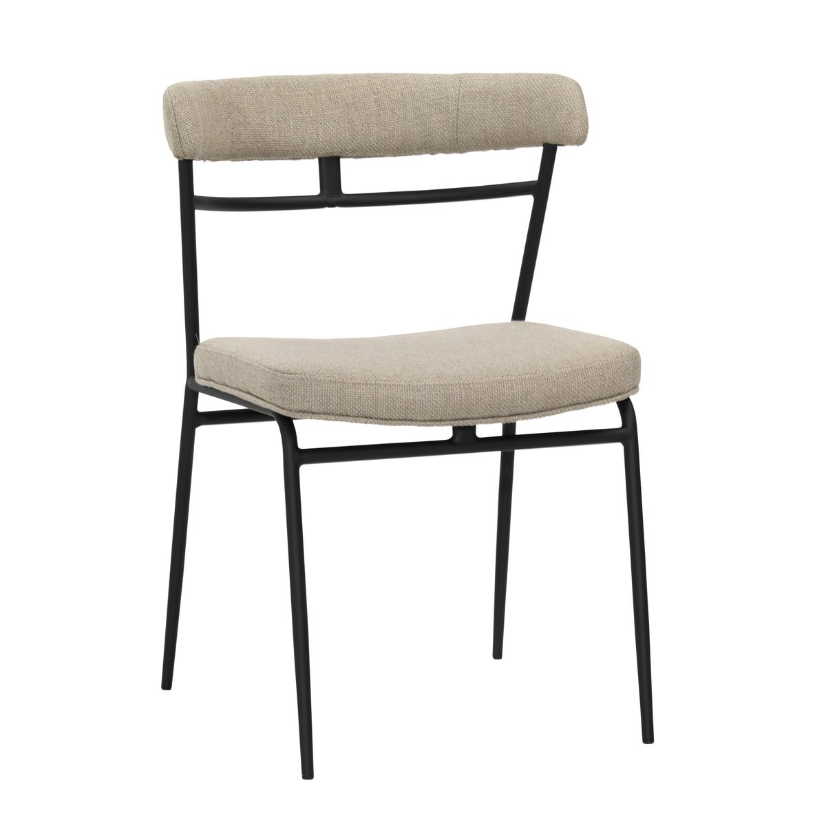 Edmond Sand Color Upholstery and Black Metal Finish Dining Chair
