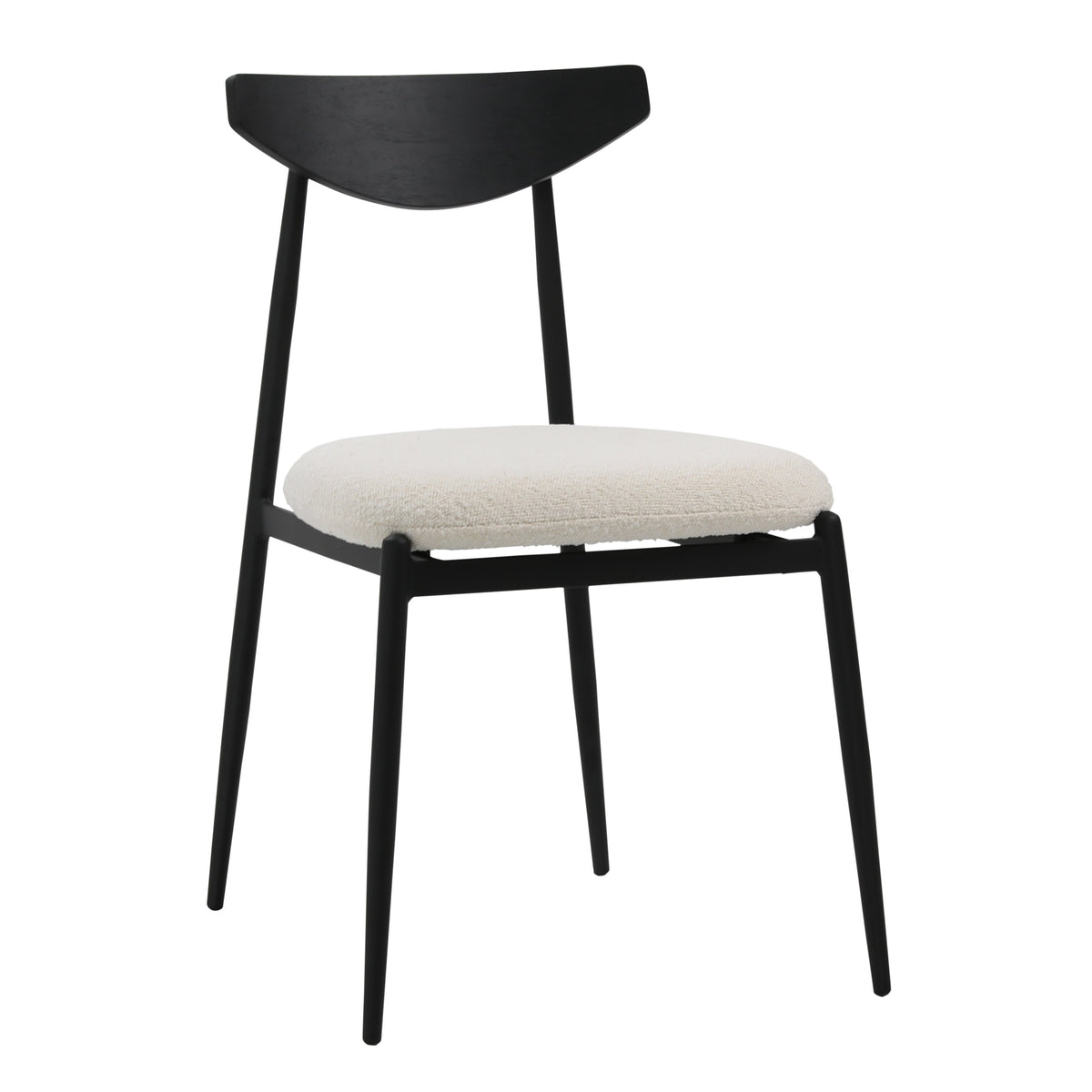 Durand Black Metal and Cream Upholstery Dining Chair