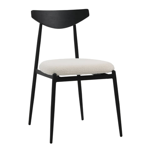 Durand Black Metal and Cream Upholstery Dining Chair