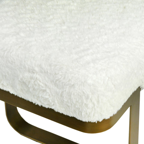 Schultz Natural White Antique Brass Finish Bench