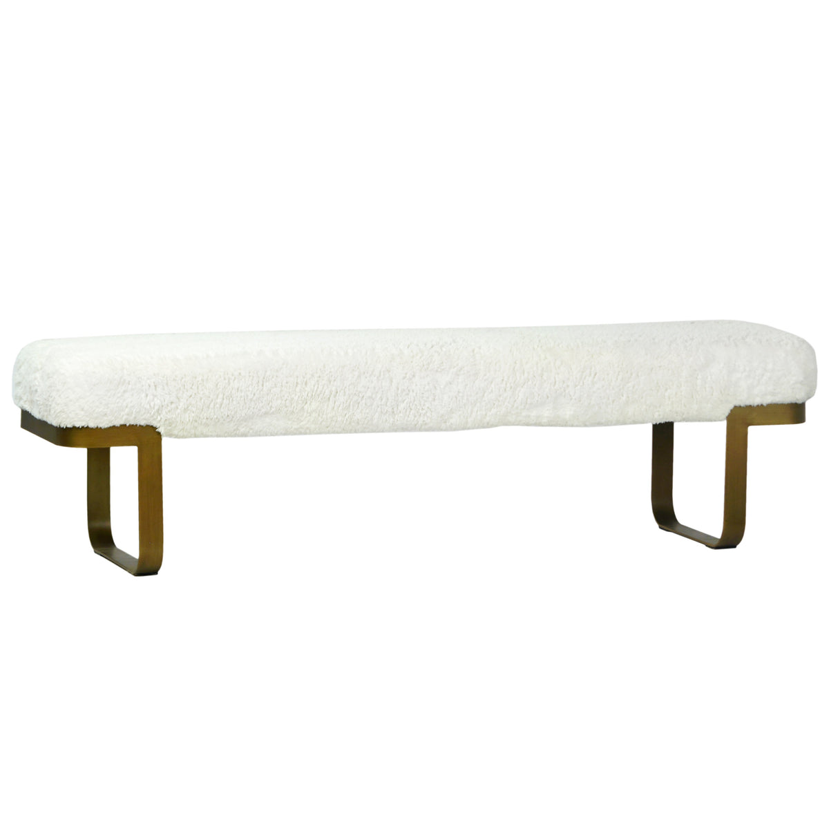 Schultz Natural White Antique Brass Finish Bench