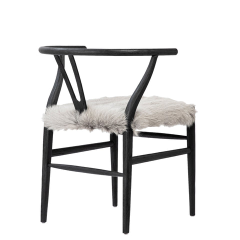 Kara Light Grey Fabric and Black Stained Oak Dining Chair