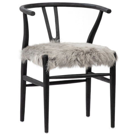 Kara Light Grey Fabric and Black Stained Oak Dining Chair