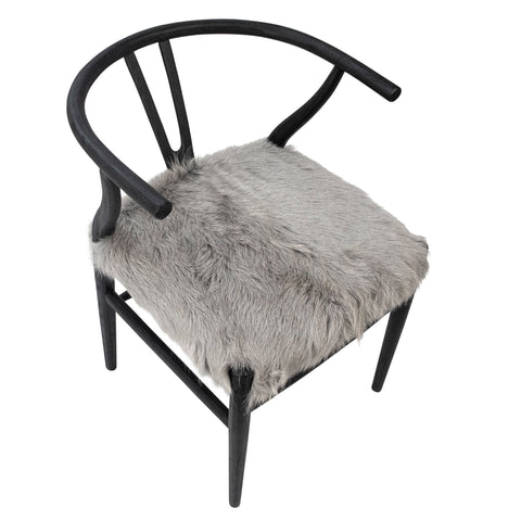 Kara Light Grey Fabric and Black Stained Oak Dining Chair
