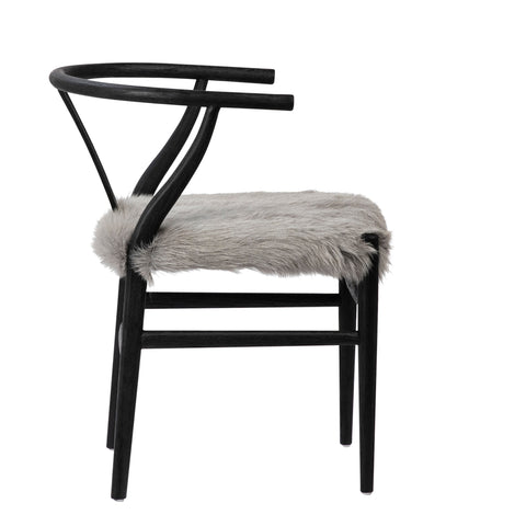 Kara Light Grey Fabric and Black Stained Oak Dining Chair