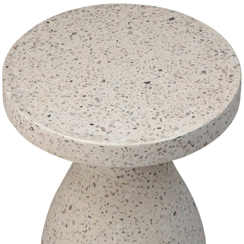 Savitri Off White Terrazzo Outdoor Side Table