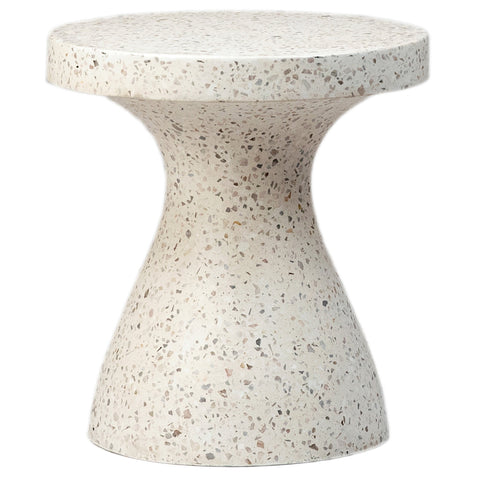 Savitri Off White Terrazzo Outdoor Side Table