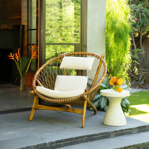 Savitri Off White Terrazzo Outdoor Side Table