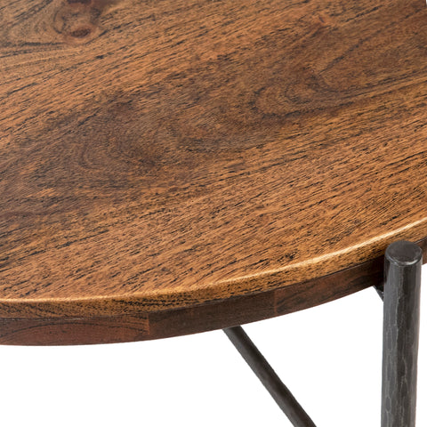 Casoria Antique Medium Brown Wood Finish and Black Iron Legs Coffee Table