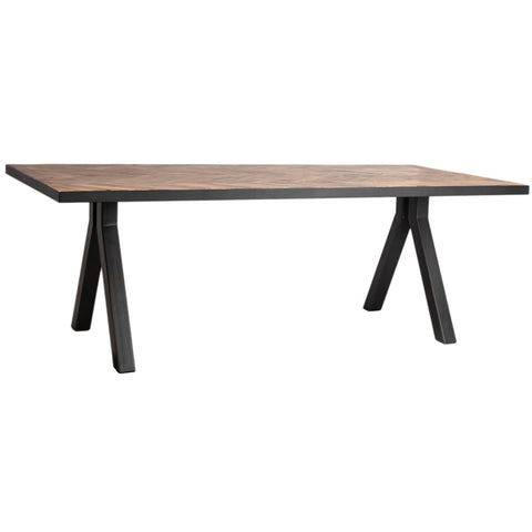 Shulini Medium Brown Sealed Finish and Black Iron Dining Table
