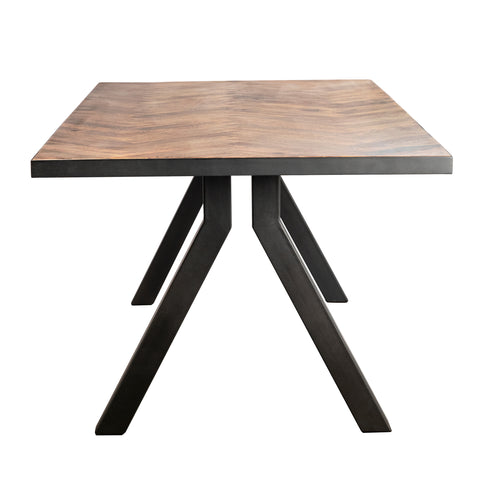 Shulini Medium Brown Sealed Finish and Black Iron Dining Table