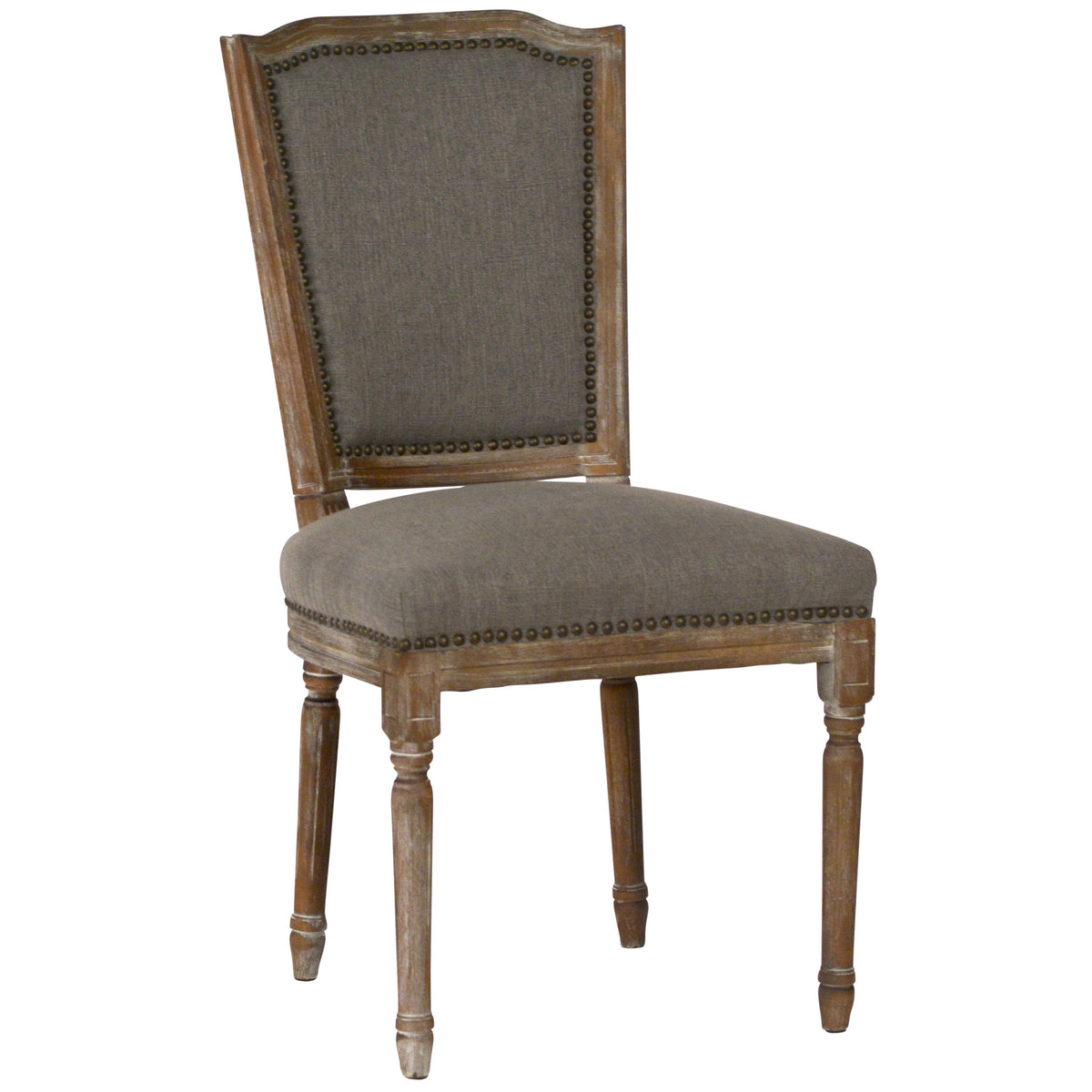 Arras Grey Upholstery and Antique Wood Finish Dining Chair