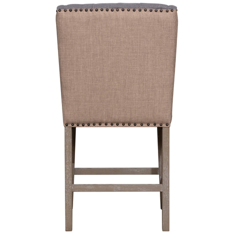 Reilly Grey and Light Brown Upholstery and Antique Wood Finish Counter Stool