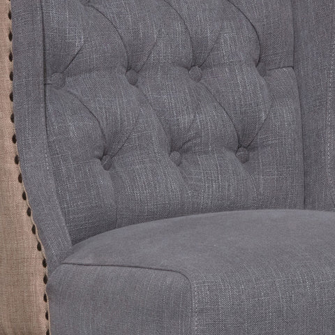 Reilly Grey and Light Brown Upholstery and Antique Wood Finish Counter Stool