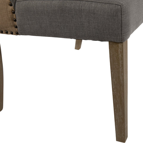 Reilly Grey and Light Brown Upholstery and Antique Wood Finish Bench