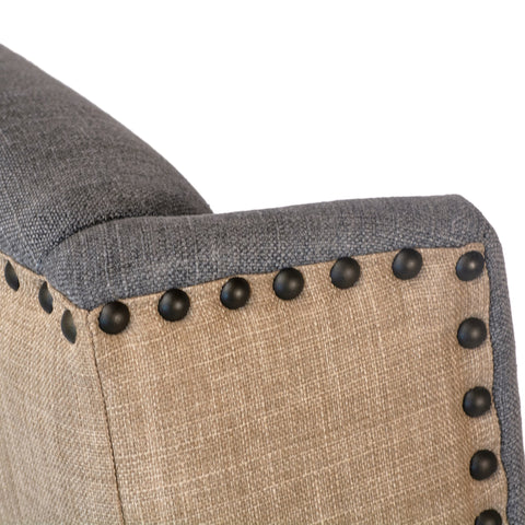 Ardee Grey and Light Brown Upholstery and Antique Wood Finish Dining Chair