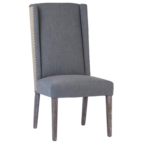 Ardee Grey and Light Brown Upholstery and Antique Wood Finish Dining Chair